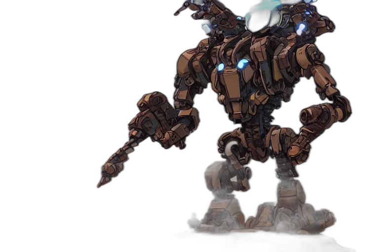 robot, weapon, concept art, 3d render, fantasy art, stalker, machine, mecanical transparent PNG cut-out