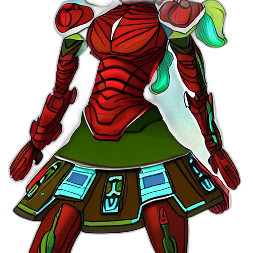 robot, staff, dress, concept art, 3d render, fantasy art, pixel art, red transparent PNG cut-out