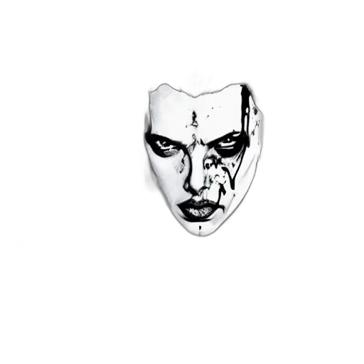 mask, face, jewelry, comic book art, cartoon, concept art, photorealistic, monochrome transparent PNG cut-out