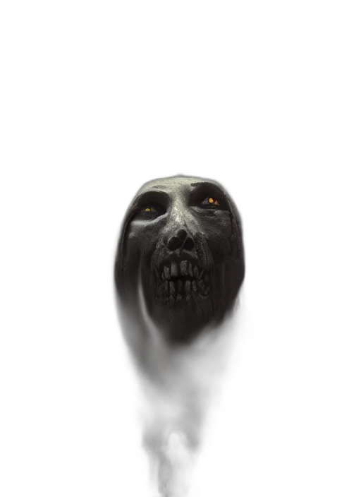 mask, face, creature, staff, concept art, photorealistic, fantasy art, 3d render transparent PNG cut-out