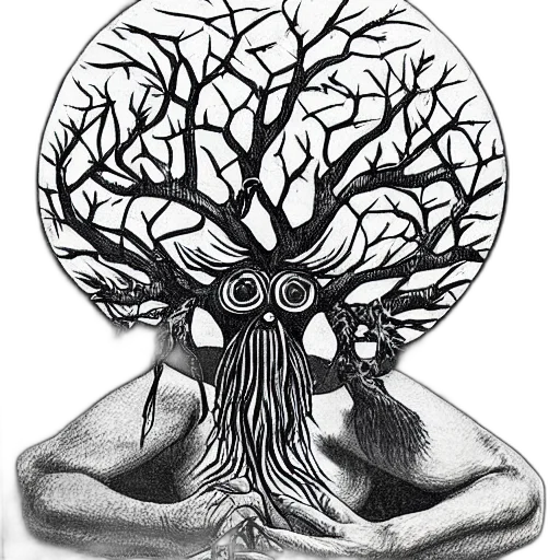crown, tree, mask, jewelry, fantasy art, concept art, pencil sketch, photorealistic transparent PNG cut-out