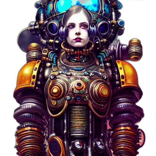robot, dress, face, cyberpunk transparent PNG cut-out