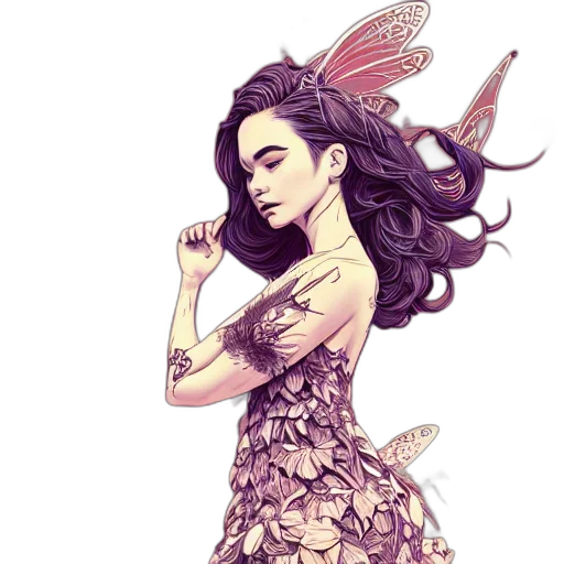 dress, fantasy art, pixel art, concept art, watercolor, pastel, golden, earth tones transparent PNG cut-out