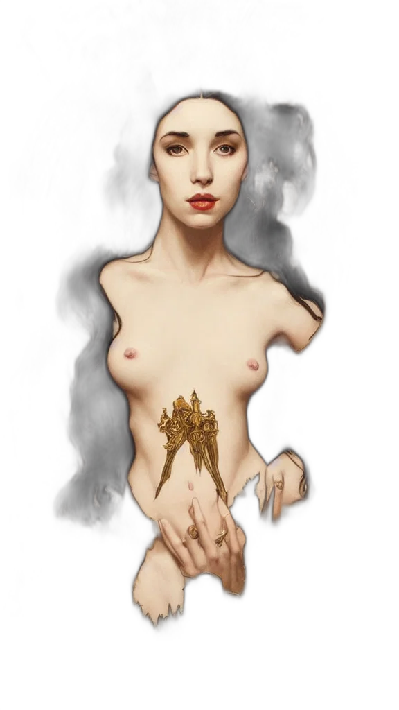 jewelry, dress, crown, staff, fantasy art, concept art, photorealistic, oil painting transparent PNG cut-out