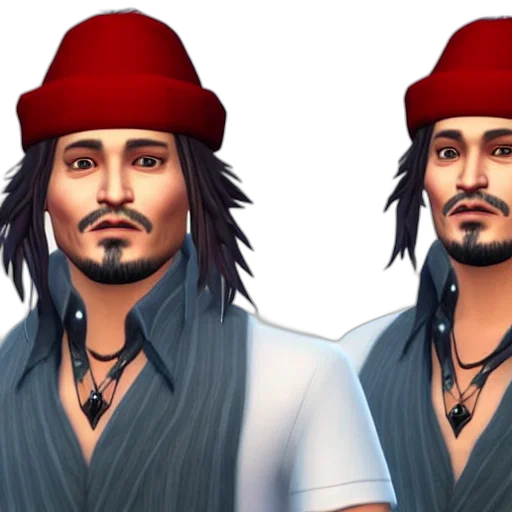 3d render, concept art, photorealistic, fantasy art, red, johnny, depp, sims transparent PNG cut-out