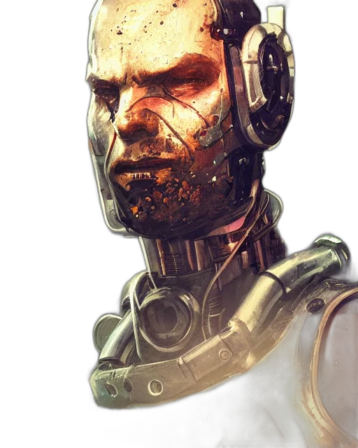 robot, face, mask, cyberpunk transparent PNG cut-out
