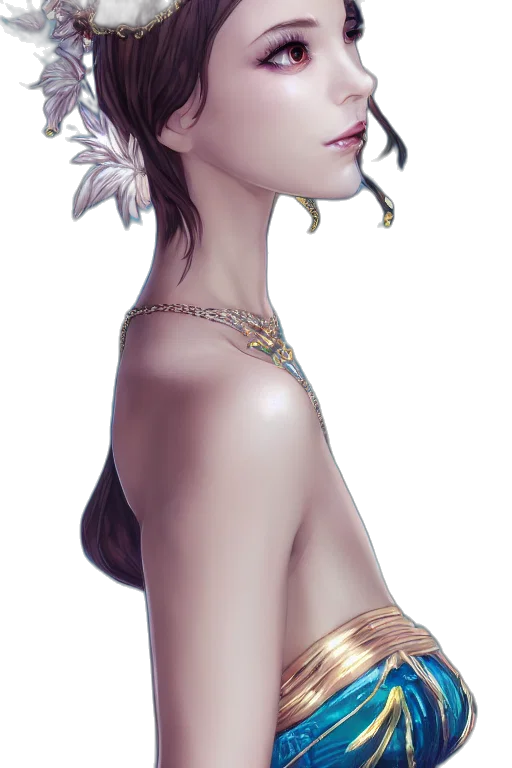 jewelry, crown, dress, staff, fantasy art, concept art, photorealistic, watercolor transparent PNG cut-out