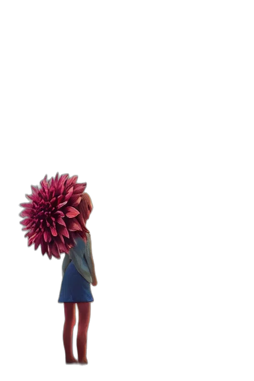 hair, staff, hat, flower, 3d render, concept art, pixel art, photorealistic transparent PNG cut-out