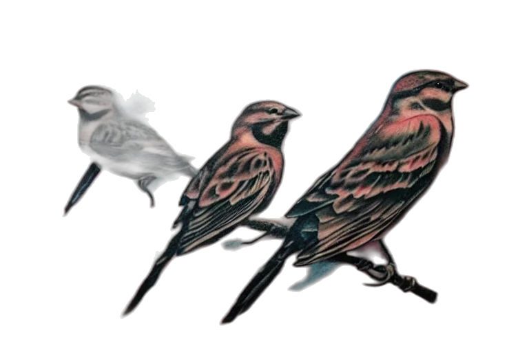 animal, concept art, 3d render, photorealistic, watercolor, red, three, sparrows transparent PNG cut-out