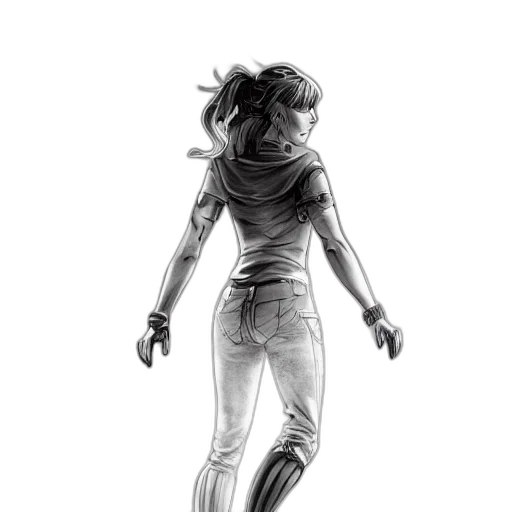 robot, dress, mask, jacket, concept art, cyberpunk, comic book art, pencil sketch transparent PNG cut-out