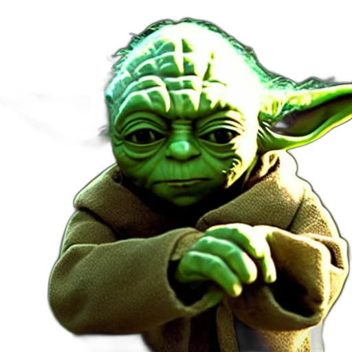staff, photorealistic, 3d render, concept art, film, still, yoda, dealing transparent PNG cut-out