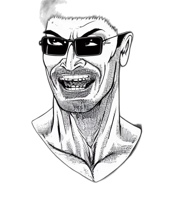 face, mask, creature, staff, comic book art, cartoon, pencil sketch, concept art transparent PNG cut-out