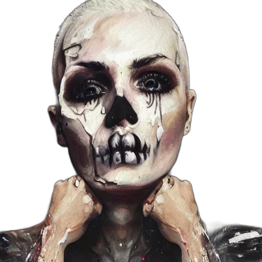 face, jewelry, mask, concept art, photorealistic, watercolor, fantasy art, dark transparent PNG cut-out