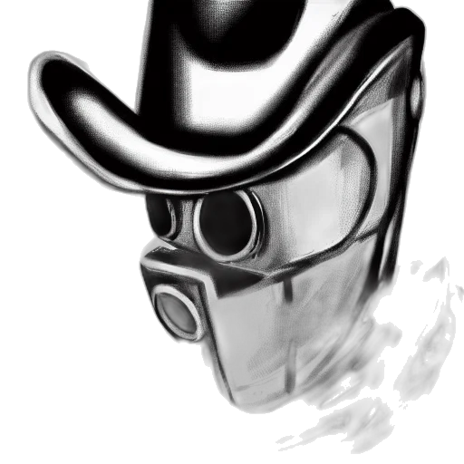 mask, hat, robot, face, concept art, comic book art, photorealistic, cartoon transparent PNG cut-out