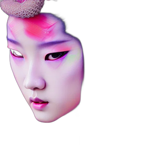 mask, face, crown, jewelry, vaporwave, photorealistic, 3d render, cyberpunk transparent PNG cut-out