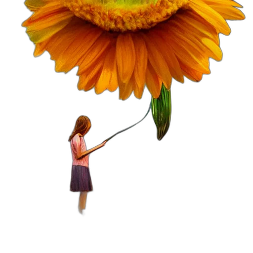 flower, umbrella, staff, dress transparent PNG cut-out