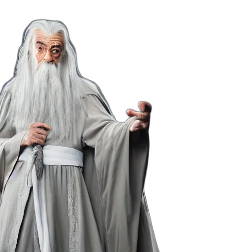 concept art, 3d render, fantasy art, photorealistic, bean, gandalf, white, lord transparent PNG cut-out