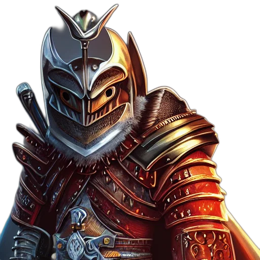 sword, robot, mask, face, fantasy art, concept art, comic book art, 3d render transparent PNG cut-out