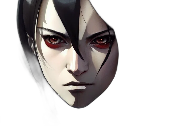 mask, face, concept art, fantasy art, comic book art, photorealistic, dark, monochrome transparent PNG cut-out