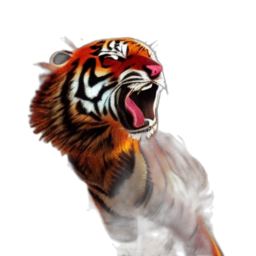 animal, creature, staff, photorealistic, 3d render, concept art, watercolor, tiger transparent PNG cut-out