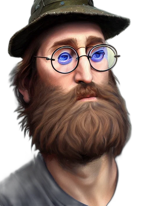 hat, face, staff, photorealistic, fantasy art, oil painting, concept art, fantasy transparent PNG cut-out