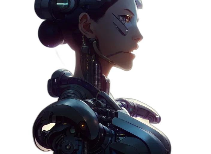 robot, face, staff, dress, cyberpunk, concept art, 3d render, comic book art transparent PNG cut-out