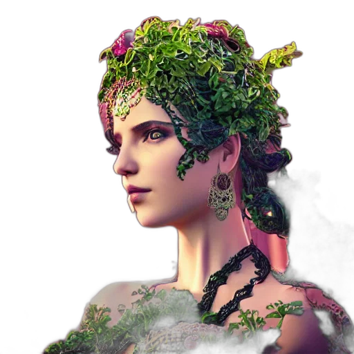 crown, jewelry, dress, face, fantasy art, concept art, photorealistic, 3d render transparent PNG cut-out