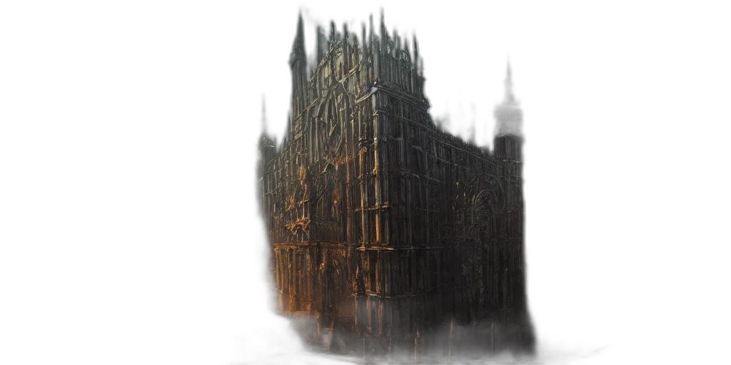 building, crown, concept art, 3d render, fantasy art, photorealistic, fog, snow transparent PNG cut-out