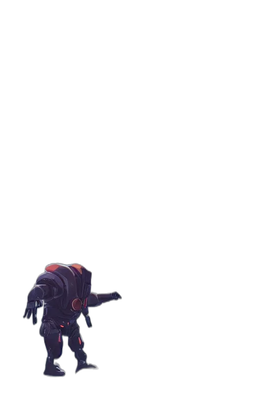weapon, jacket, robot, creature, pixel art, concept art, 3d render, cyberpunk transparent PNG cut-out