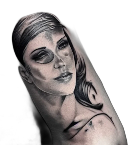 face, photorealistic, pencil sketch, fantasy art, comic book art, beautiful, tattoo, design transparent PNG cut-out