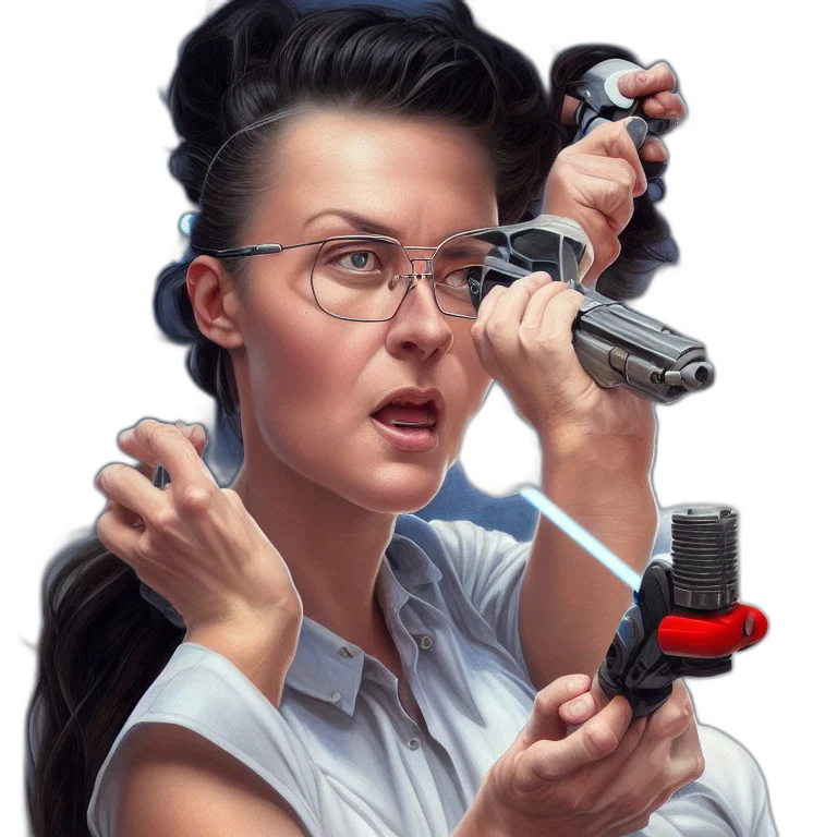 weapon, staff, hair, face transparent PNG cut-out