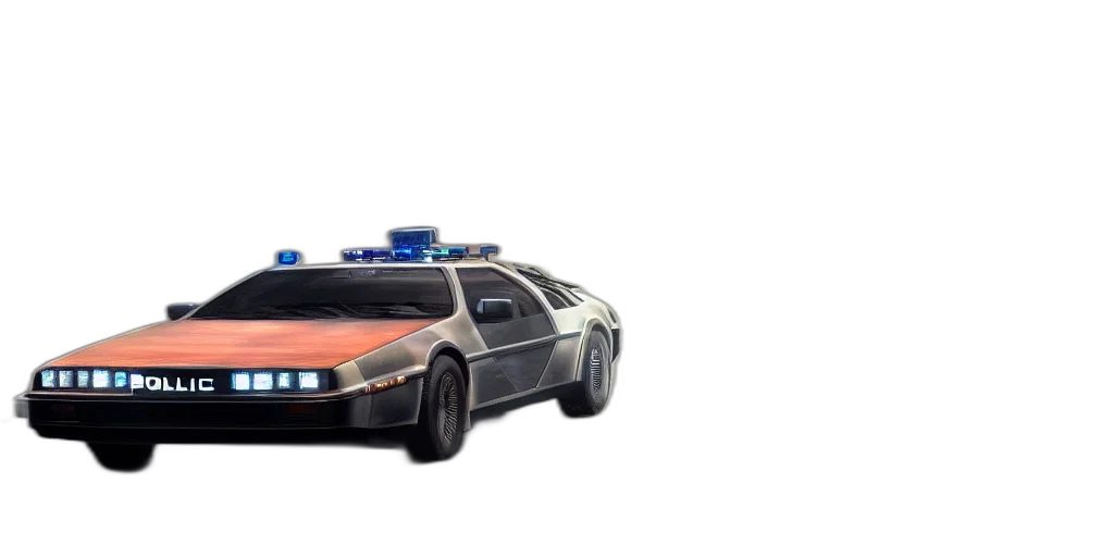 car, robot, weapon, concept art, 3d render, cyberpunk, pixel art, delorean transparent PNG cut-out