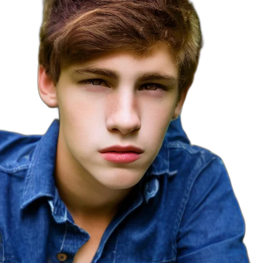face, photorealistic, cartoon, 3d render, portrait, male, teenager, brown transparent PNG cut-out