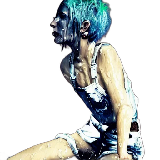 robot, creature, hair, mask, cyberpunk, concept art, photorealistic, watercolor transparent PNG cut-out