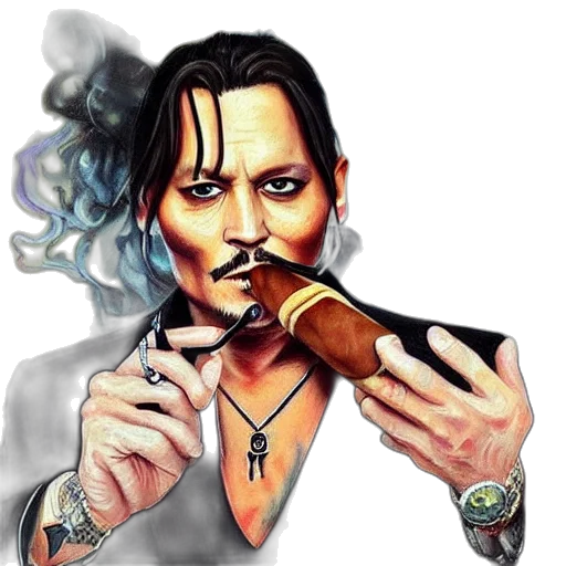 staff, face, photorealistic, fantasy art, cartoon, comic book art, portrait, johnny transparent PNG cut-out