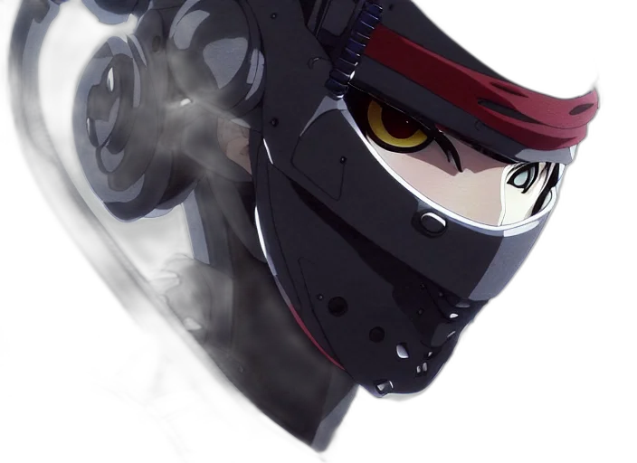 weapon, mask, staff, hat, anime, concept art, cartoon, cyberpunk transparent PNG cut-out