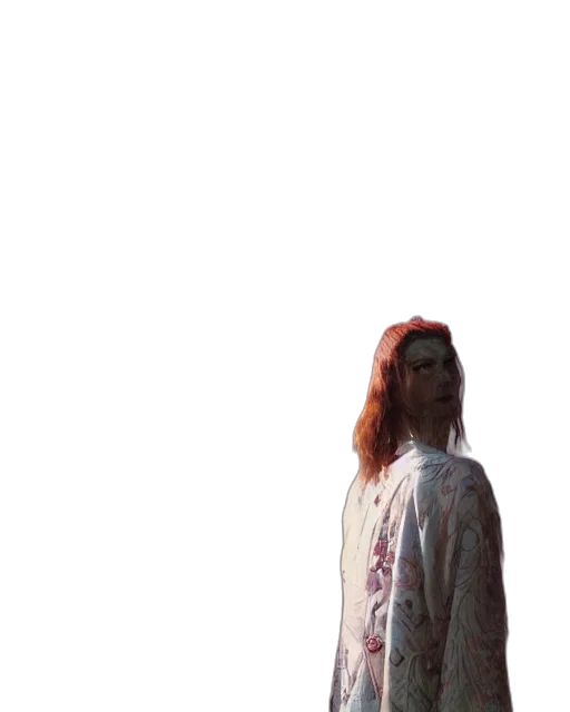 dress, jacket, face, creature transparent PNG cut-out