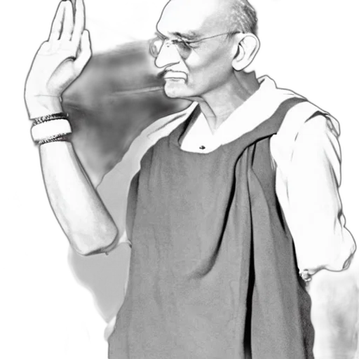 staff, pencil sketch, cartoon, photorealistic, oil painting, mahatma, gandi, doing transparent PNG cut-out