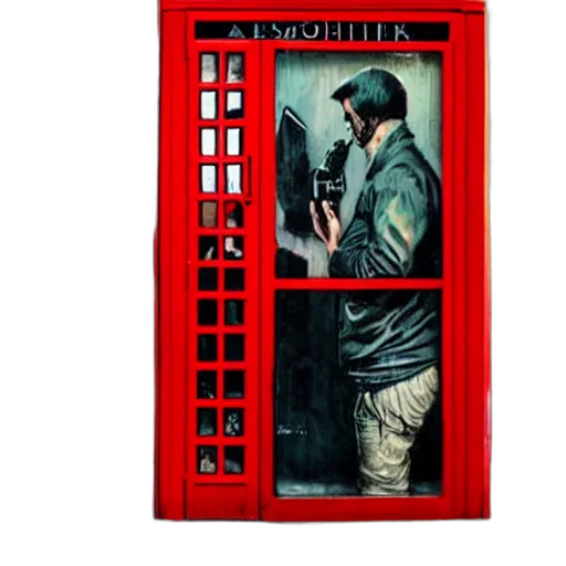 cyberpunk, concept art, phone, booth transparent PNG cut-out