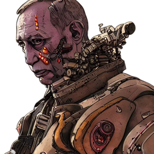 robot, face, staff, weapon transparent PNG cut-out