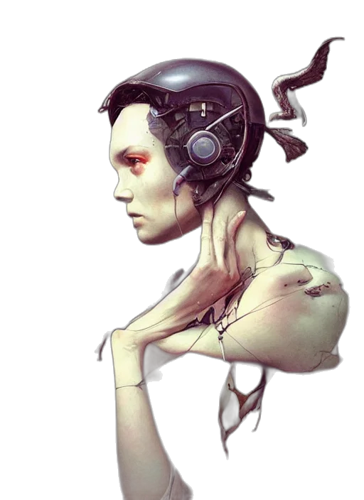 robot, face, mask, cyberpunk transparent PNG cut-out