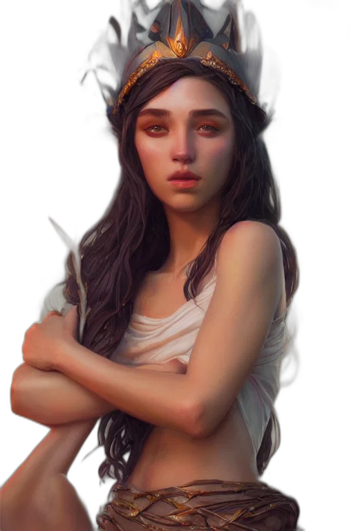 face, crown, dragon, dress, fantasy art, photorealistic, concept art, oil painting transparent PNG cut-out