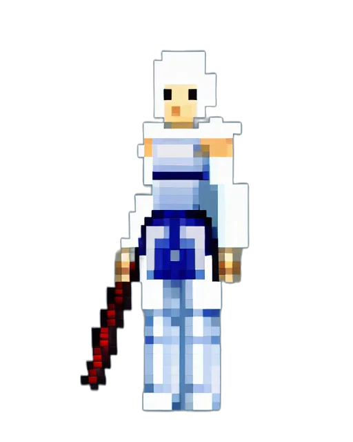 sword, weapon, staff, pixel art, 3d render, concept art, fantasy art, blue transparent PNG cut-out