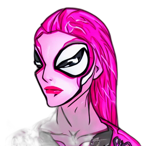 mask, comic book art, concept art, cyberpunk, cartoon, neon, pink, venom transparent PNG cut-out