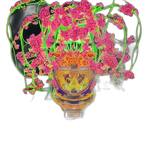crown, flower, jewelry, mask, photorealistic, 3d render, pixel art, vaporwave transparent PNG cut-out