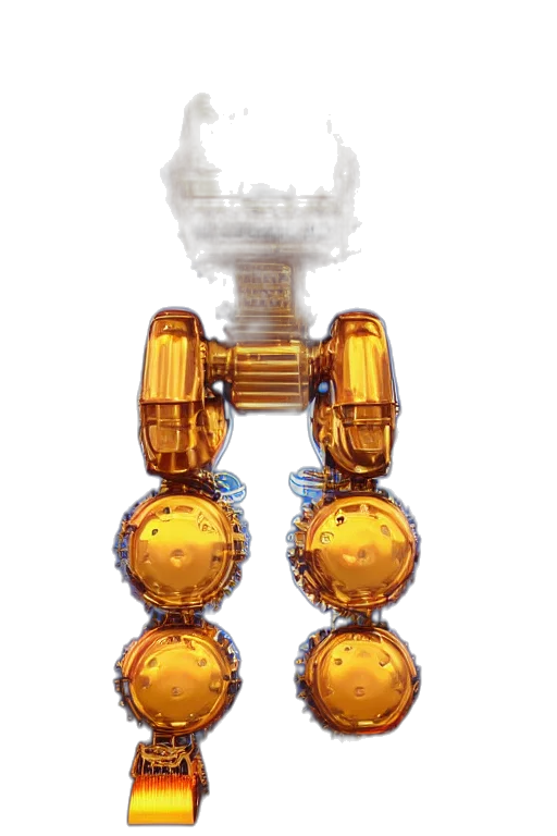 jewelry, crown, weapon, robot, 3d render, concept art, golden, portrait transparent PNG cut-out