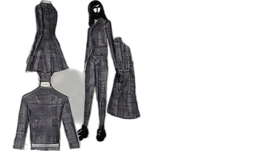 dress, jacket, concept art, 3d render transparent PNG cut-out