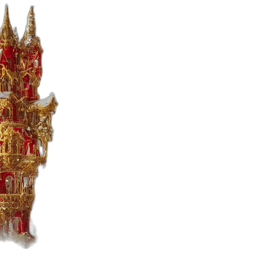crown, jewelry, staff, 3d render, concept art, golden, red, rocococastle transparent PNG cut-out