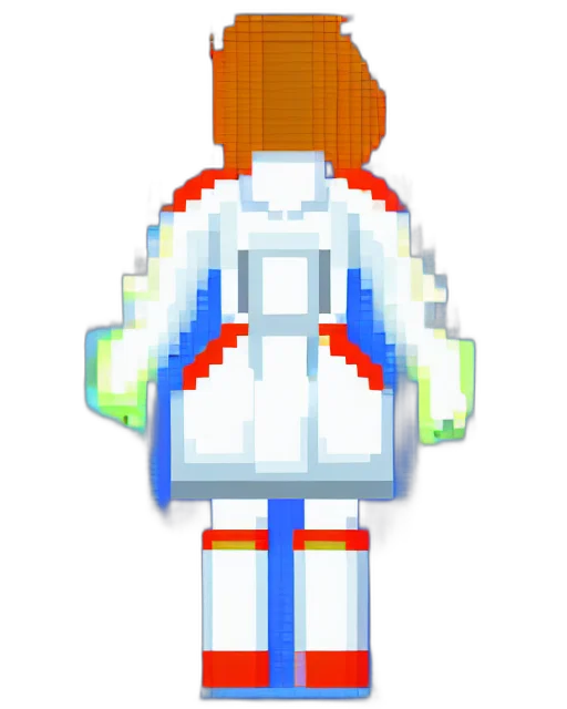 jacket, staff, robot, dress, pixel art, 3d render, concept art, cartoon transparent PNG cut-out