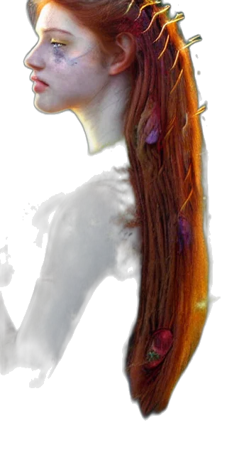 hair, face, crown, staff, concept art, photorealistic, fantasy art, watercolor transparent PNG cut-out